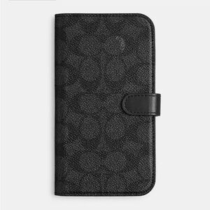Coach folio for iPhone 15 pro black signature canvas